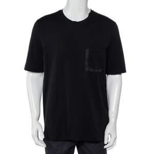 Louis Vuitton Black Cotton Damier Patch Pocket Detail High Low Hem T-Shirt XXL