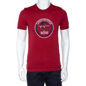 Louis Vuitton Red Graphic Print Cotton Knit Crewneck T-Shirt S