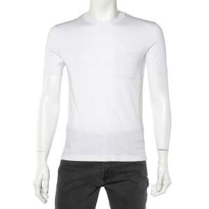 Louis Vuitton White Cotton Damier Pocket Detail Crewneck T-Shirt XS