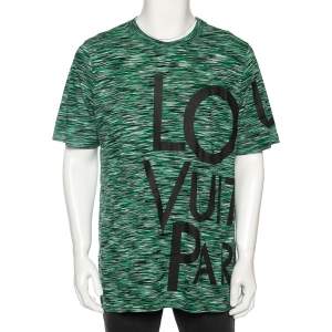 Louis Vuitton Green Cotton Big Logo Galaxy Print Crew Neck T-Shirt XXL