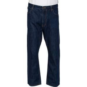 Louis Vuitton Indigo Denim Leather Tab Detail Regular Jeans XXL