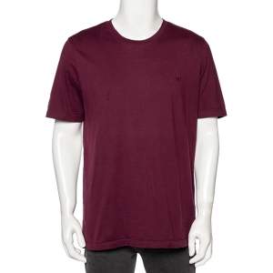 Louis Vuitton Burgundy Cotton Logo Embroidered Short Sleeve T-Shirt XXL