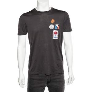 Louis Vuitton Dark Green Cototn Champs Elysees Patch Detail Roundneck T-Shirt M