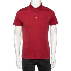 Louis Vuitton Red Cotton Damier Pocket Detail Polo T-Shirt S
