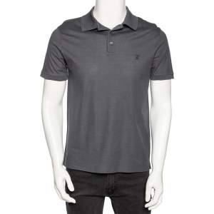 Louis Vuitton Grey Cotton Pique Polo T-Shirt S