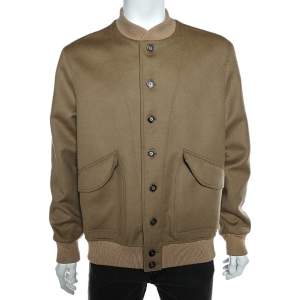 Louis Vuitton Khaki Brown Wool Button Front Jacket XXL 
