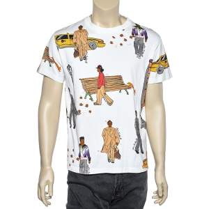 Louis Vuitton White Printed Cotton Short Sleeve T-Shirt M