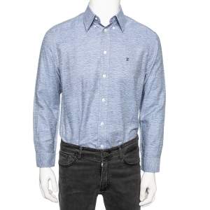 Louis Vuitton Blue Printed Cotton Button Front Shirt M