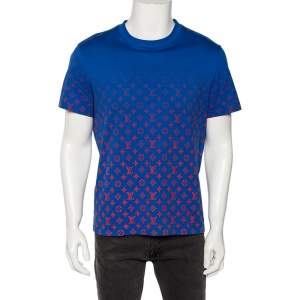 Louis Vuitton Blue Gradient Monogram Print Cotton Short Sleeve T-Shirt M