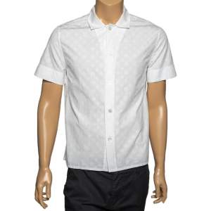 Louis Vuitton White Logo Detail Cotton Baseball Shirt S