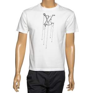 Louis Vuitton White Cotton LV Pendant Crew Neck Short Sleeve T-shirt XS