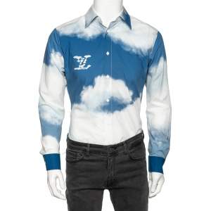 Louis Vuitton Blue Cloud Print Cotton Long Sleeve Shirt S