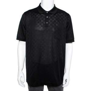 Louis Vuitton Black Textured Cotton Polo T-Shirt XXL