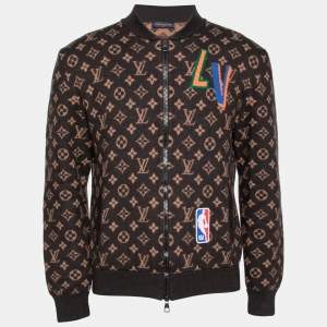Louis Vuitton x NBA Brown Monogram Jacquard Wool Zip Front Jacquard XL