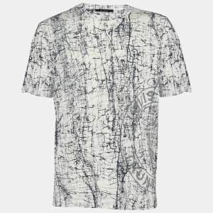 Louis Vuitton White Cracked Print Jersey T-Shirt XL