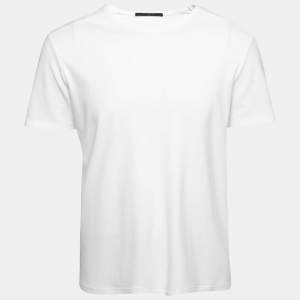 Louis Vuitton White Cotton Wardrobe Printed Crew Neck T-Shirt M