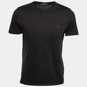 Louis Vuitton Black Cotton Logo Embroidered Short Sleeve T-Shirt S