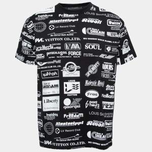 Louis Vuitton Black All-Over Logo Print Cotton Short Sleeve T-Shirt M