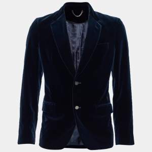Louis Vuitton Navy Blue Velvet Button Front Blazer M