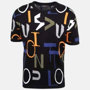 Louis Vuitton Multicolor Logo Printed Knit Crew Neck T-Shirt M
