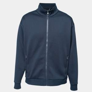Louis Vuitton Navy Blue Monogram Jacquard  Zip Front Jacket XXL