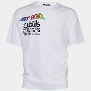 Louis Vuitton White Not Home Print Cotton Plain Rainbow Crew Neck T-Shirt XL
