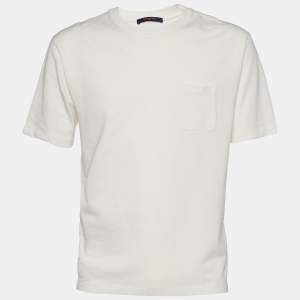 Louis Vuitton Ivory Half Damier Pattern Cotton Pocket Detail T-Shirt XL