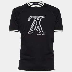 Louis Vuitton Black Upside Down LV Embroidered Cotton Crew Neck T-Shirt XL