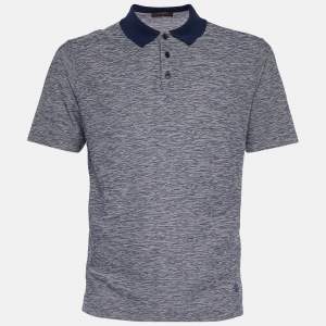 Louis Vuitton Navy Blue Epi Pattern Cotton Polo T-Shirt XL
