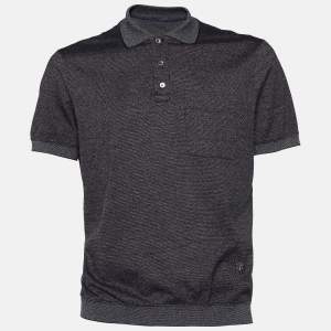 Louis Vuitton Black Textured Cotton Logo Detail Polo T-Shirt XL