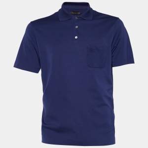 Louis Vuitton Navy Blue Cotton Polo T-Shirt L
