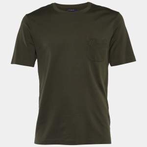 Louis Vuitton Dark Green Cotton Damier Pocket Detail Crew Neck T-Shirt XL