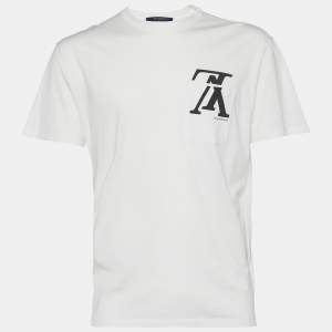 Louis Vuitton White Jersey Upside Down Logo Print T-Shirt L