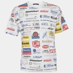 Louis Vuitton White Jersey All Over Logo Print Crewneck T-Shirt XL