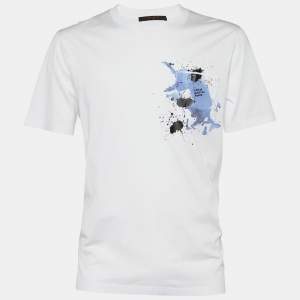 Louis Vuitton White Jersey Paint Splatter Print T-Shirt XL
