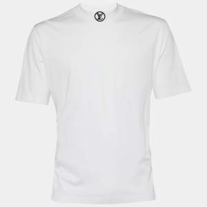 Louis Vuitton White Jersey Logo Embroidered High Neck T-Shirt L