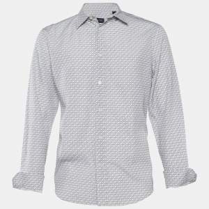 Louis Vuitton White Monogram Print Poplin Button Front Shirt L