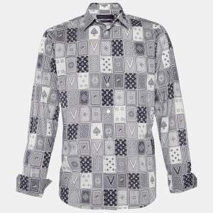 Louis Vuitton Blue LV Cards Print Cotton Regular Fit Shirt XL