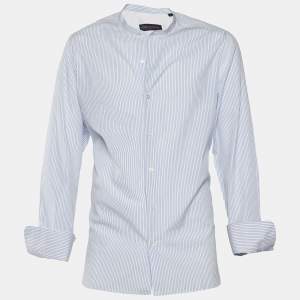 Louis Vuitton Blue Striped Cotton Long Sleeve Dress Shirt L