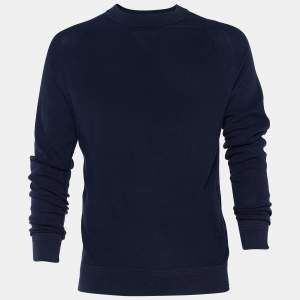 Louis Vuitton Navy Blue Textured Cotton & Silk Knit Jumper L