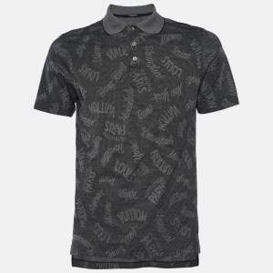 Louis Vuitton Grey Cities Print Cotton Polo T-Shirt L