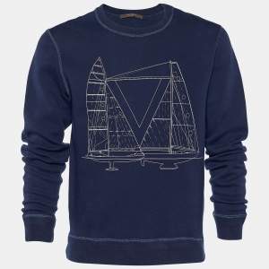 Louis Vuitton Navy Blue Sailboat Print Cotton Sweatshirt L