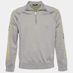 Louis Vuitton Grey Gravity Logo Jacquard Knit Zip Up Sweatshirt XL