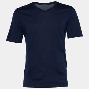 Louis Vuitton Navy Blue Jersey V Neck T-Shirt XL