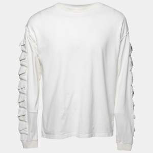 Louis Vuitton Off White Cotton Long Sleeve Crewneck T-Shirt M