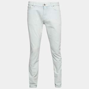 Louis Vuitton Light Blue Denim Perforated Slim Jeans M Waist 32"