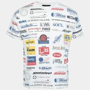 Louis Vuitton White Printed Cotton Short Sleeve Crewneck T-Shirt S