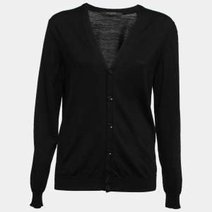 Louis Vuitton Black Silk & Cashmere Knit Button Front Cardigan M