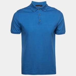Louis Vuitton Blue Cotton Pique Polo T-Shirt M