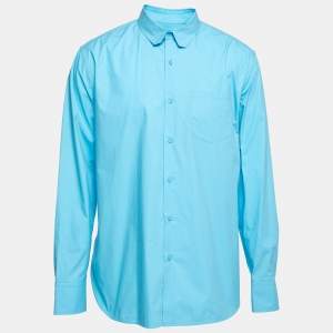 Louis Vuitton Sky Blue Pocket Detail Button Front Shirt L